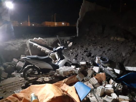 Sorriso: Muro desaba e aterra parte de mudança de vizinho; por pouco não atinge pessoas Geral Sorriso Mato Grosso