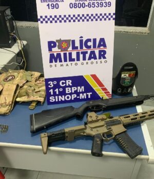 Espingarda e réplica fuzil apreendido patrulha rural