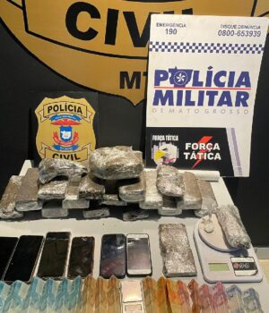 PM apreende 20 tabletes de drogas e cestas básicas que seriam distribuídas para facção criminosa CAPA