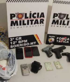 PM prende cinco pessoas por formação de quadrilha, apreende armas e drogas